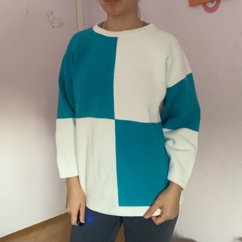 Vintage Delia McKain Checker Colorblock Sweater